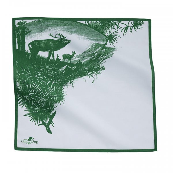 »Stag Rut« Handkerchief, White/Green, 43 x 43 cm