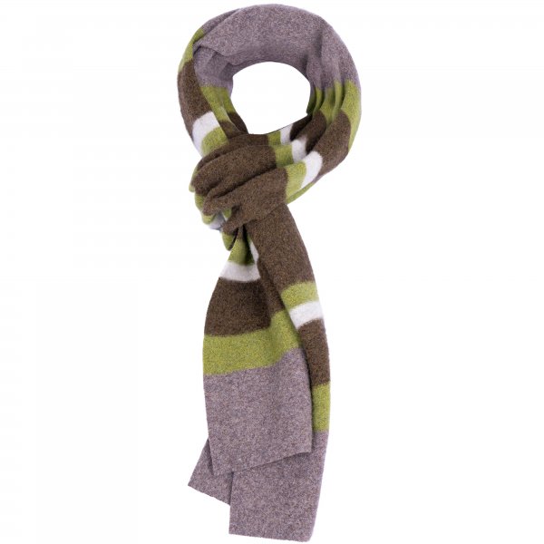 Bufanda de lana de rayas, verde/gris